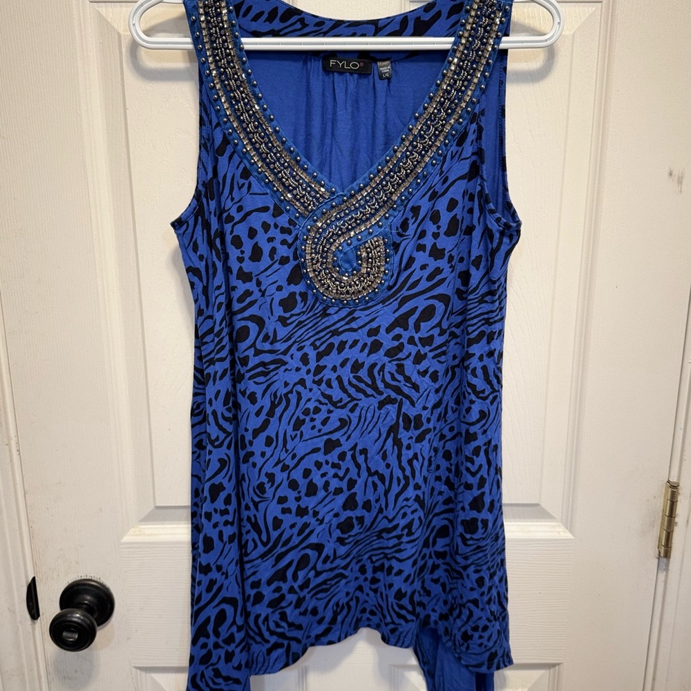 FYLO Royal Blue Embellished Tank Top